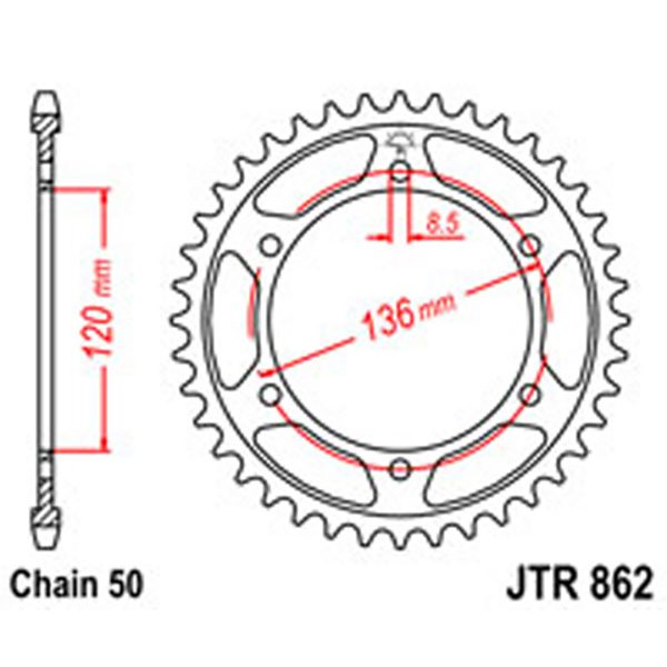 JT Rear Sprockets R/W 862-44 YAM [864]