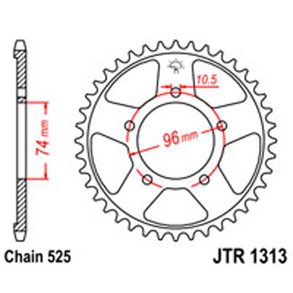 JT Rear Sprockets R/W 1313-40T HON