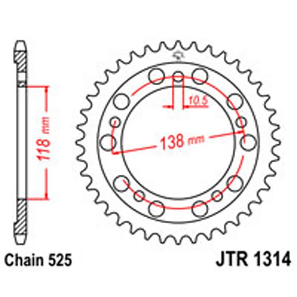 JT Rear Sprockets R/W 1314-39T HON [4343]