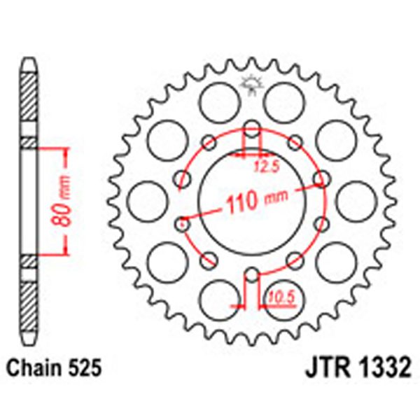 JT Rear Sprockets R/W 1332/332/344-44T HON DUAL COMBINATION [4350]