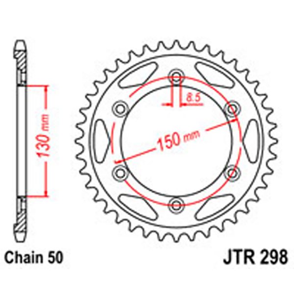 JT Rear Sprockets R/W 298-40T HON