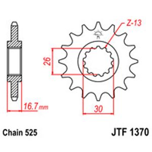 JT Gear Box Sprockets G/B 1370-16T HON [2068]