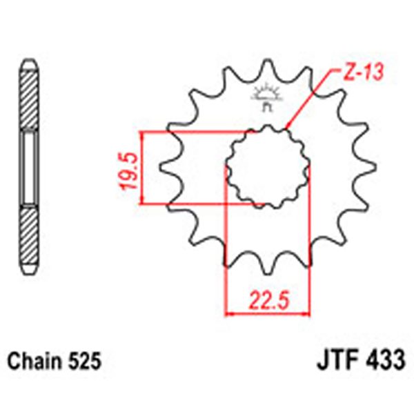 JT Gear Box Sprockets G/B 433-14T SUZ