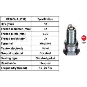 NGK Spark Plug DPR6EA-9 Plugs [Box 10]