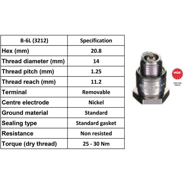 NGK Spark Plug B6L Plugs [Box 10]
