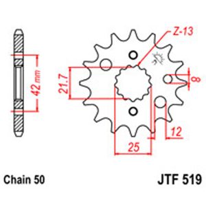 JT Gear Box Sprockets G/B 519/566/513-17T [2080]