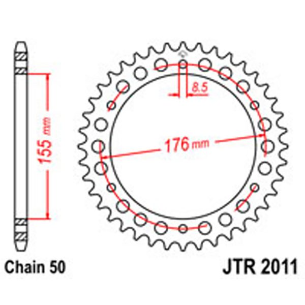 JT Rear Sprockets R/W 2011-43 TRI [4392]