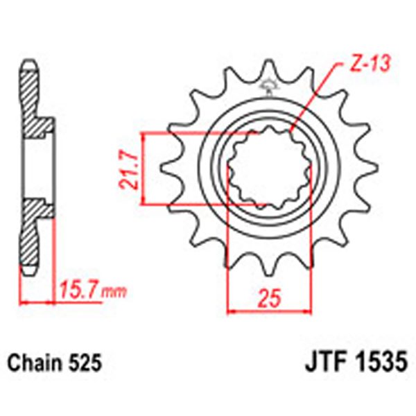 JT Gear Box Sprockets G/B 1535-15 KAW [2093]