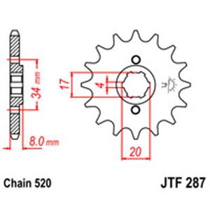 JT Gear Box Sprockets G/B 287-14T HON [267]