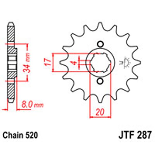 JT Gear Box Sprockets G/B 287-14T HON [267]
