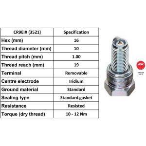 NGK Spark Plug CR9EIX Iridium Plugs [B0X 4]