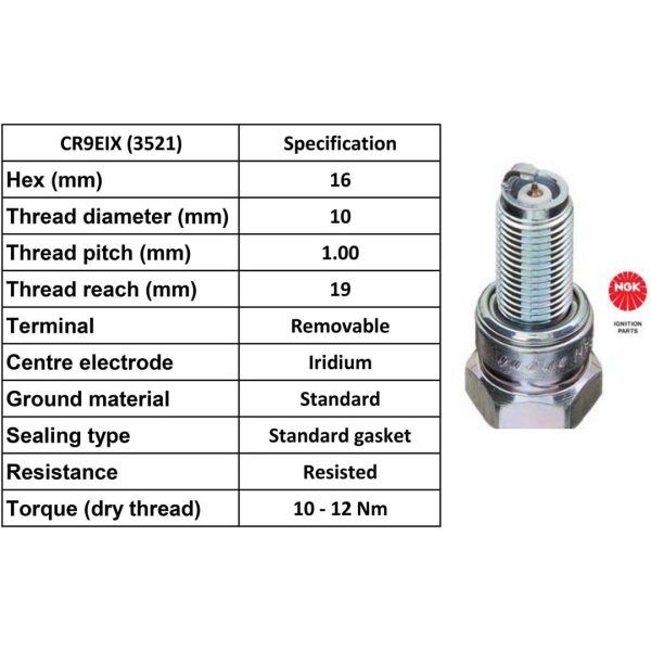 NGK Spark Plug CR9EIX Iridium Plugs [B0X 4]