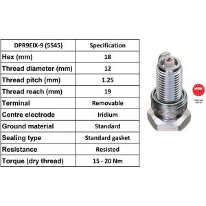 NGK Spark Plug DPR9EIX-9 Iridium Plugs [Box 4]