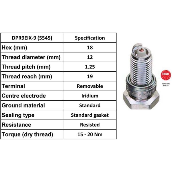 NGK Spark Plug DPR9EIX-9 Iridium Plugs [Box 4]