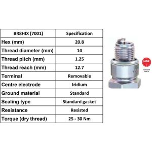 NGK Spark Plug BR8HIX Iridium Plugs [Box 4]