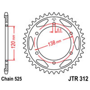 JT Rear Sprockets R/W 312-38 [253] HON