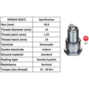 NGK Spark Plug BPR6EIX Iridium Plugs [Box 4]