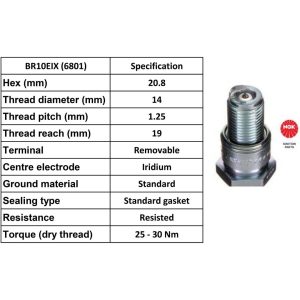 NGK Spark Plug BR10EIX Iridium Plugs [Box 4]