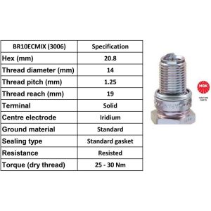 NGK Spark Plug BR10ECMIX Plugs [Box 4]