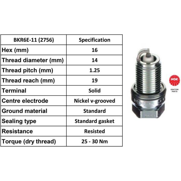 NGK Spark Plug BKR6E-11 Plugs [Box 10]