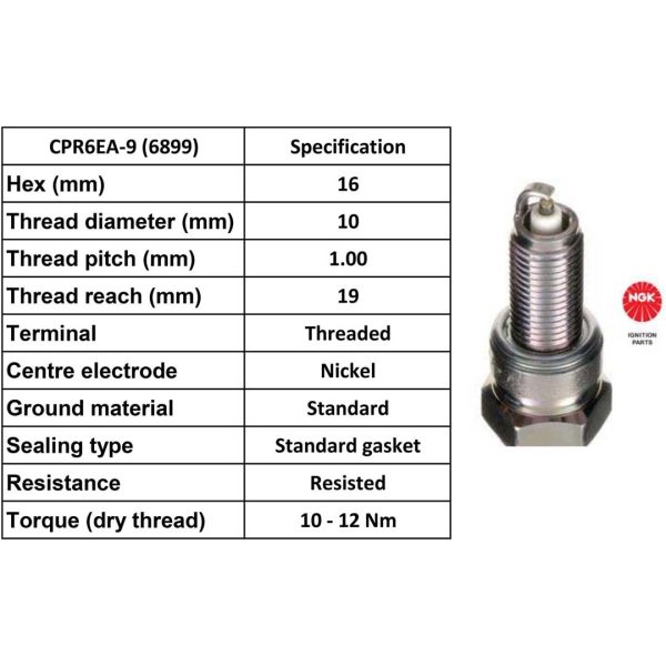 NGK Spark Plug CPR6EA-9 Plugs [Box 10]