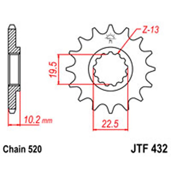 JT Gear Box Sprockets G/B 432-15SC