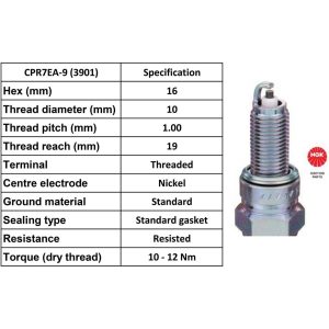 NGK Spark Plug CPR7EA-9 Plugs [Box 10]