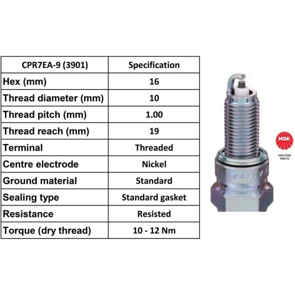NGK Spark Plug CPR7EA-9 Plugs [Box 10]