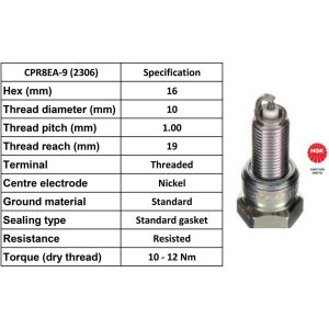 NGK Spark Plug CPR8EA-9 Plugs [Box 10]