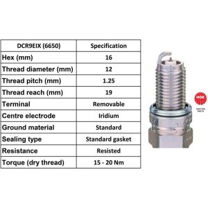 NGK Spark Plug DCR9EIX Iridium Plugs [Box 4]