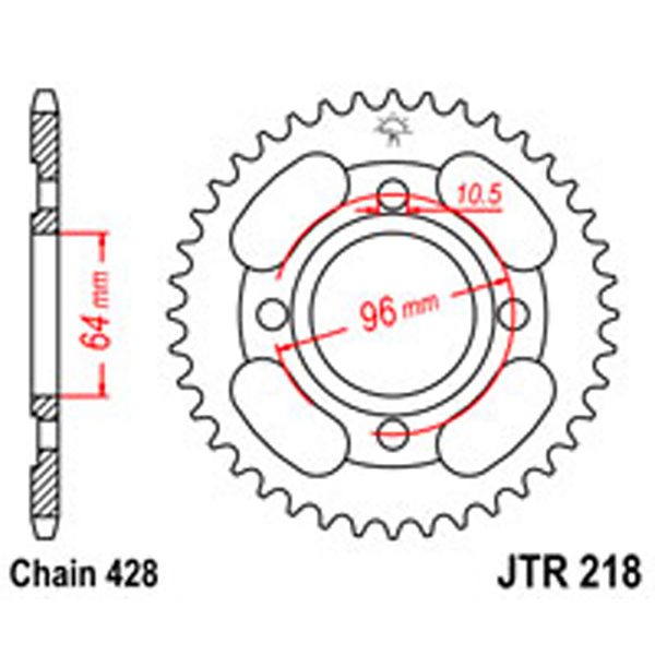 JT Rear Sprockets R/W 218-44 HON