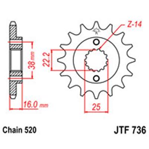 JT Gear Box Sprockets G/B 736-14 DUCATI