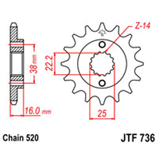JT Gear Box Sprockets G/B 736-14 DUCATI