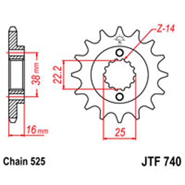 JT Gear Box Sprockets G/B 740-15 DUCATI
