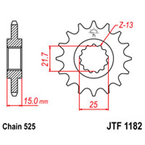 JT Gear Box Sprockets G/B 1182-15 [2082] S/O
