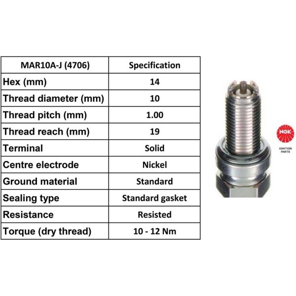 NGK Spark Plug MAR10A-J Plugs [Box 10]