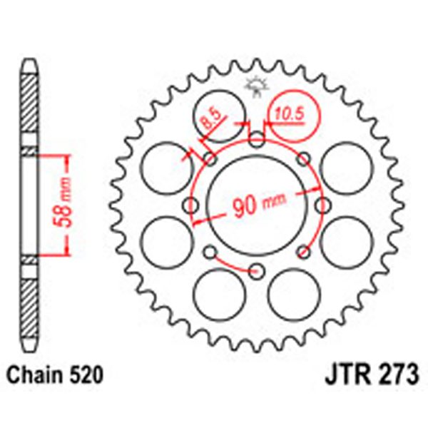 JT Rear Sprockets R/W 273-44