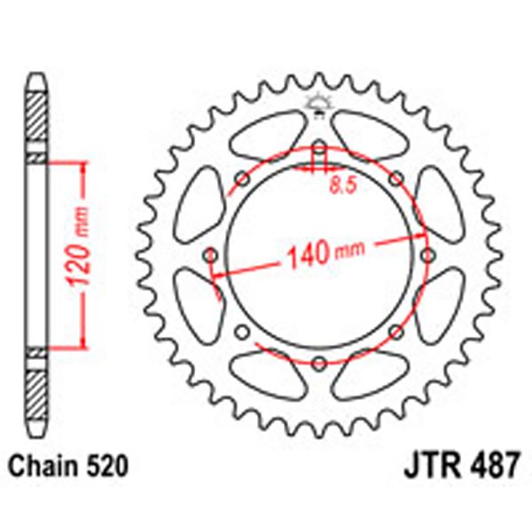 JT Rear Sprockets R/W 487-46T KAW [491] S/O