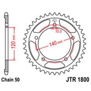 JT Rear Sprockets R/W 1800-45 [4409]