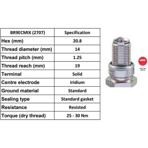 NGK Spark Plug BR9ECMIX Replaces BR9ECMVX Plugs [Box 4]