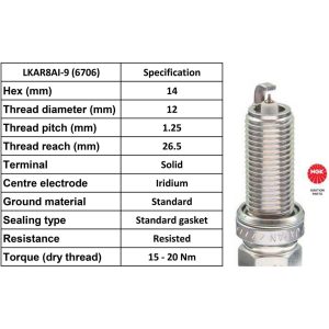NGK Spark Plug LKAR8AI-9 Plugs [Box 4]
