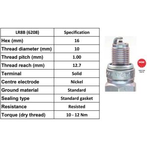 NGK Spark Plug LR8B Plugs [Box 10]