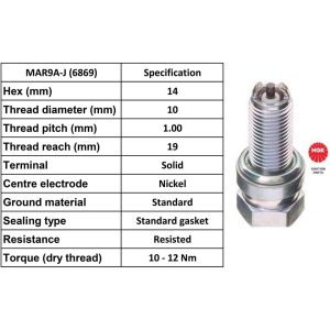 NGK Spark Plug MAR9A-J Plugs [Box 10]