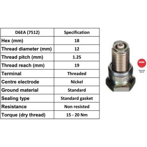 NGK Spark Plug D6EA Plugs [Box 10]