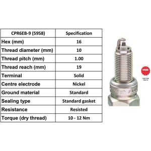 NGK Spark Plug CPR6EB-9 Plugs [Box 10]