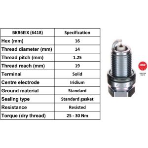 NGK Spark Plug BKR6EIX Iridium Plugs [Box 4]