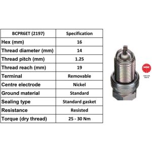 NGK Spark Plug BCPR6ET Plugs [Box 10]
