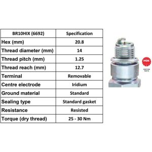 NGK Spark Plug BR10HIX Plugs [Box 4] [Was B10HVX]