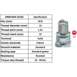 NGK Spark Plug BR8ECMIX Replaces BR8ECMVX [Box 4]