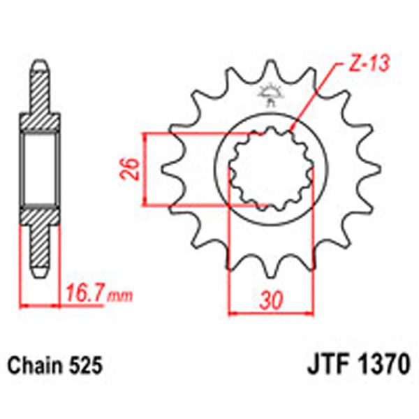 JT Gear Box Sprockets G/B 1370-15T HON [2068]
